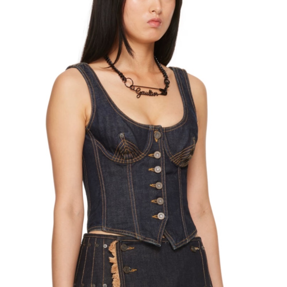 Jean Paul Gaultier Dark Blue Denim Corset Top